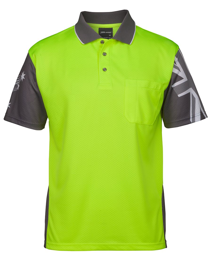 Hi Vis Safety Polo shirt Short Sleeve Southern Cross design