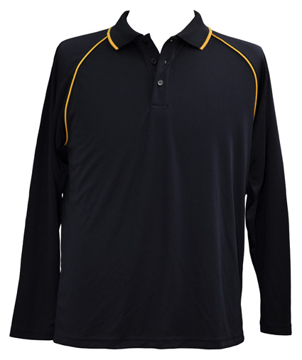 navy gold cooldry long sleeve polo shirt