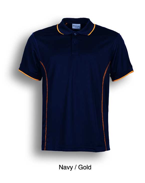 navy/GOLD, Polo Shirt, UPF: excellent protection, 160gsm, 100% breezeway polyester fabric,  Breathable, Draws Sweat from Body, Quick Dry