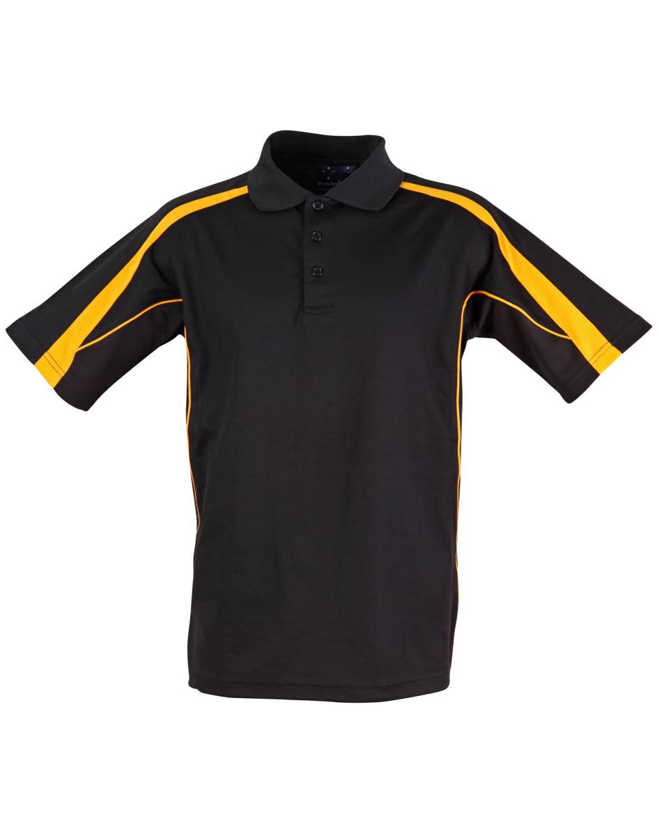 PS53 Legend Polo shirt Black Gold with Mesh side Panels