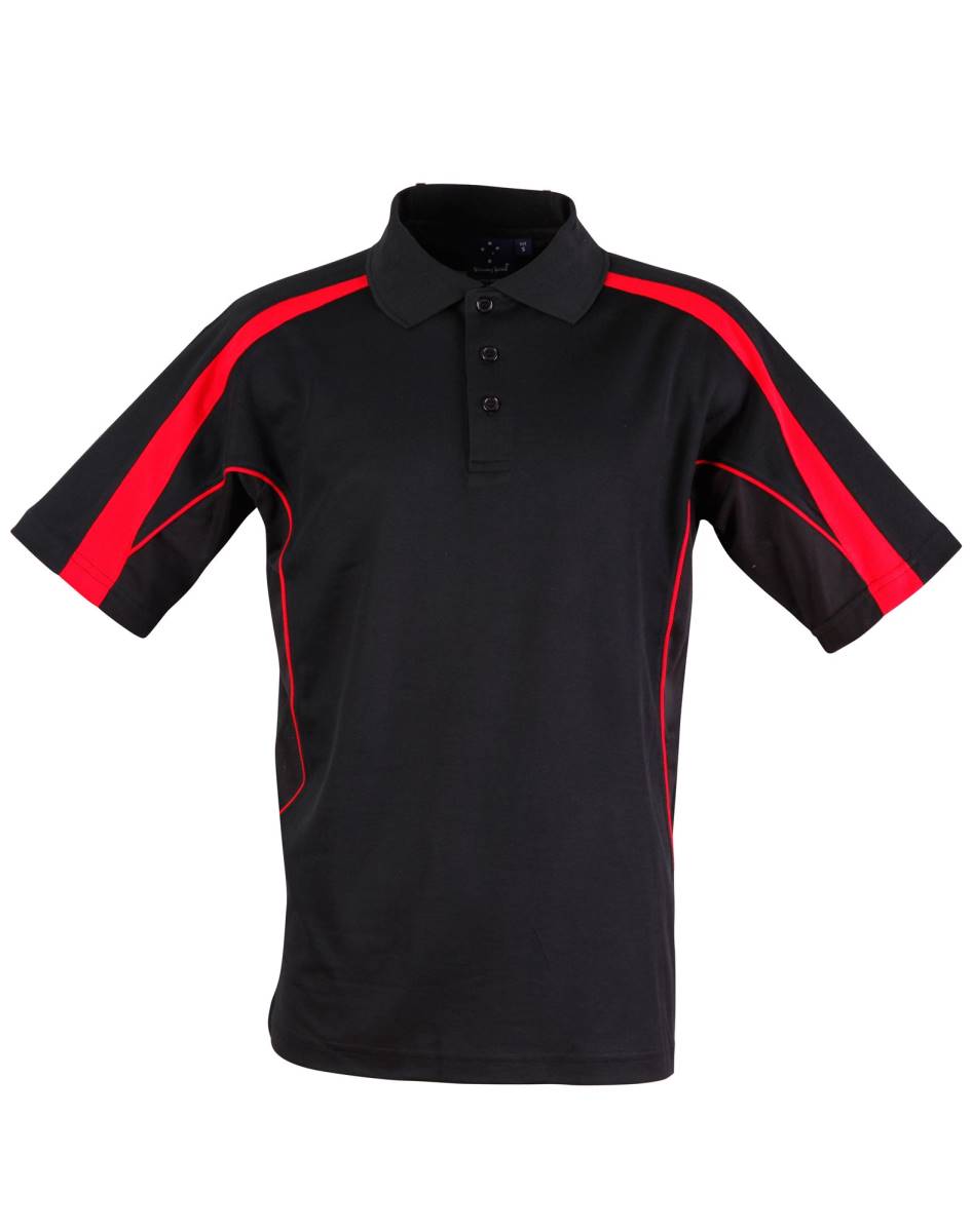 black red PS53 Legend Polo shirt Breathable mesh panels under arms and on sides Keeps you cool & comfortable