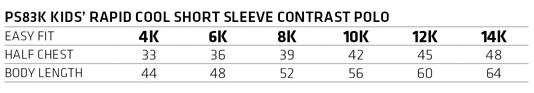 Kids Size chart