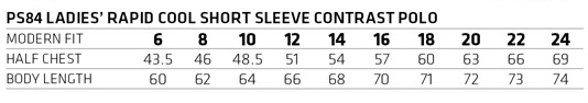 Ladies Size chart