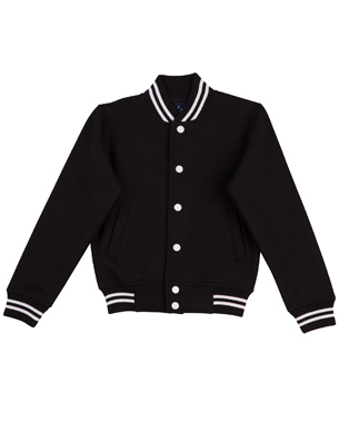 black white varsity fleece jacket