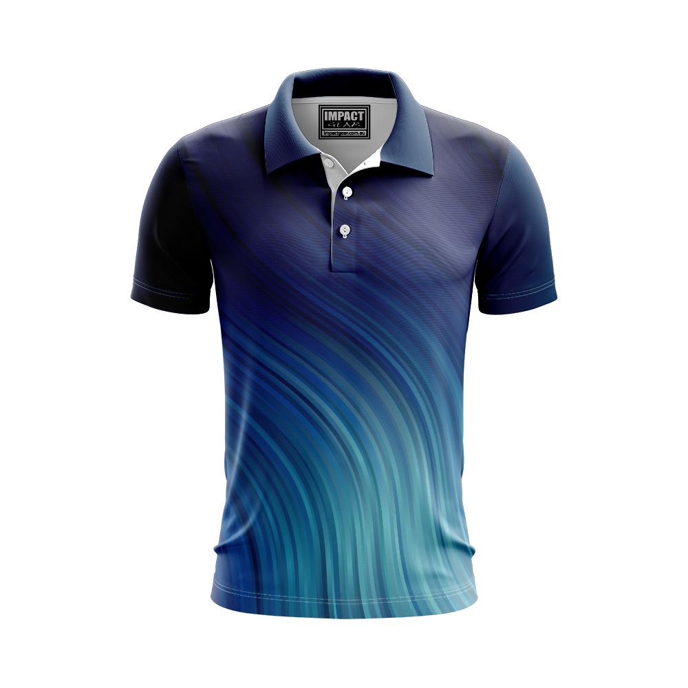 Blue Aqua swirl design  DYE SUB POLO