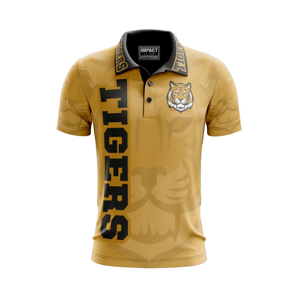 Dye Sublimated Tigers Footy design Polo shirt Cool Dry 