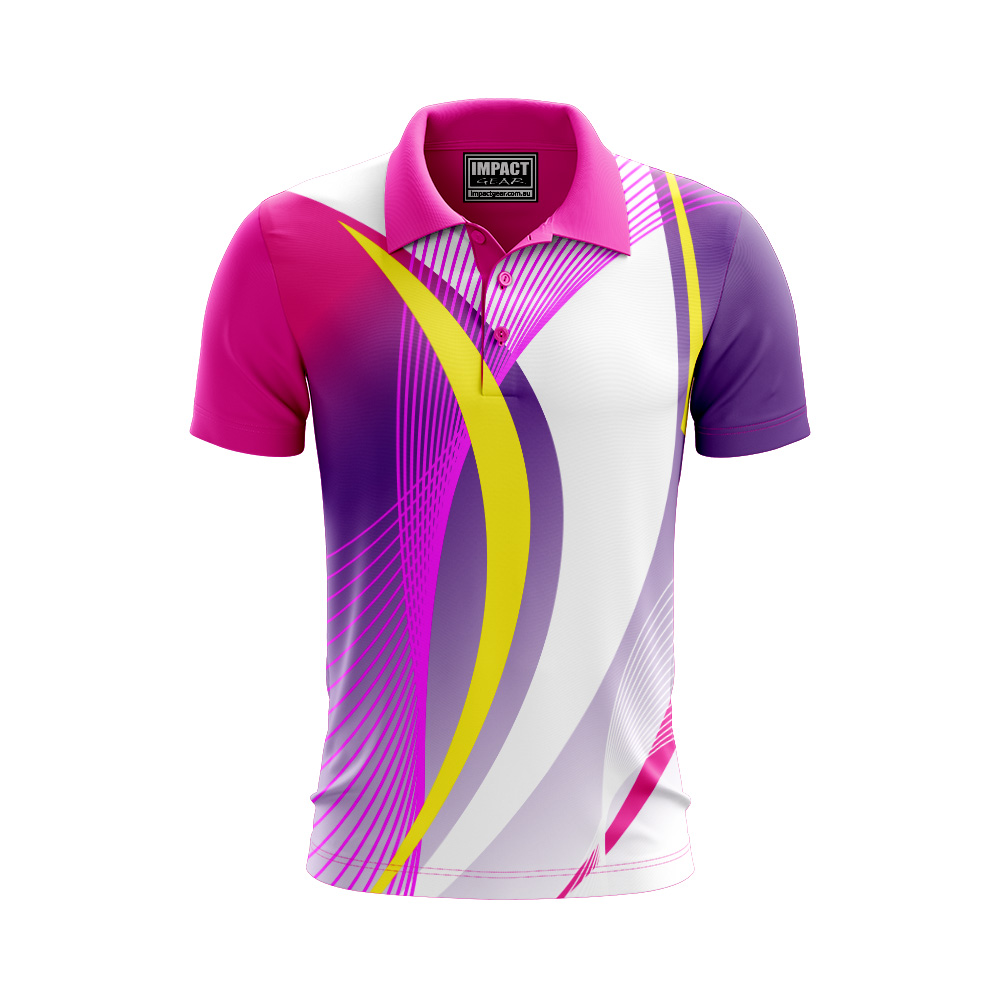 Purple Pink Yellow White Sublimated Polo shirt