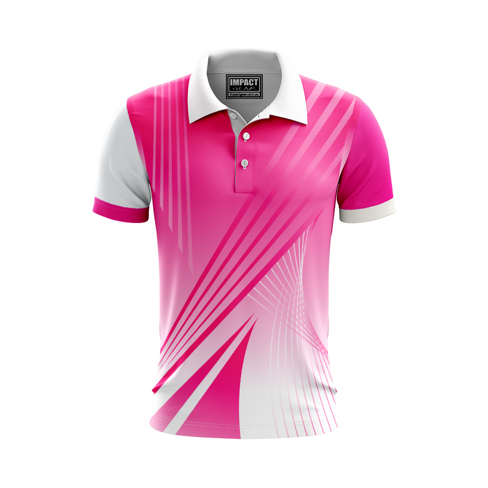 Hot Pink White Sublimated Polo shirt