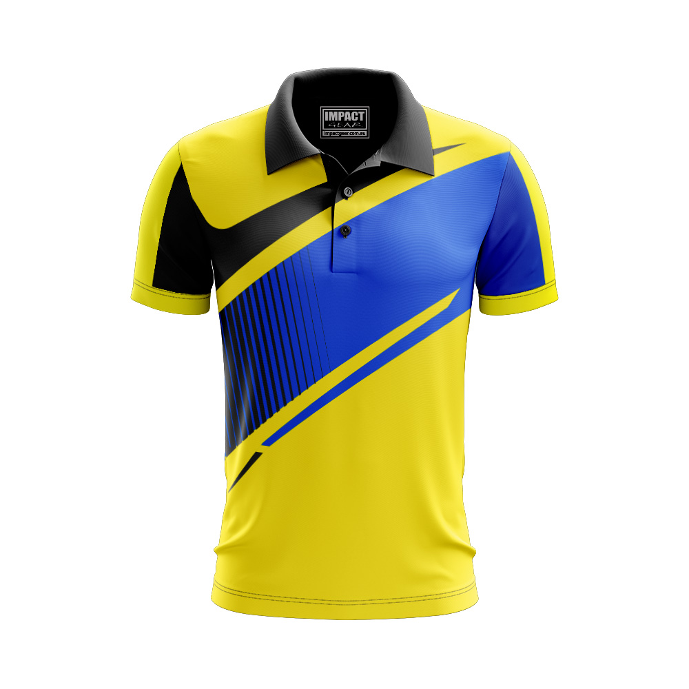 Sublimated Polo shirt Yellow Royal BLack Custom made Cool max Fabric