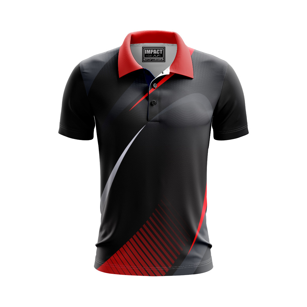 Black Red Grey Sublimated Polo shirt