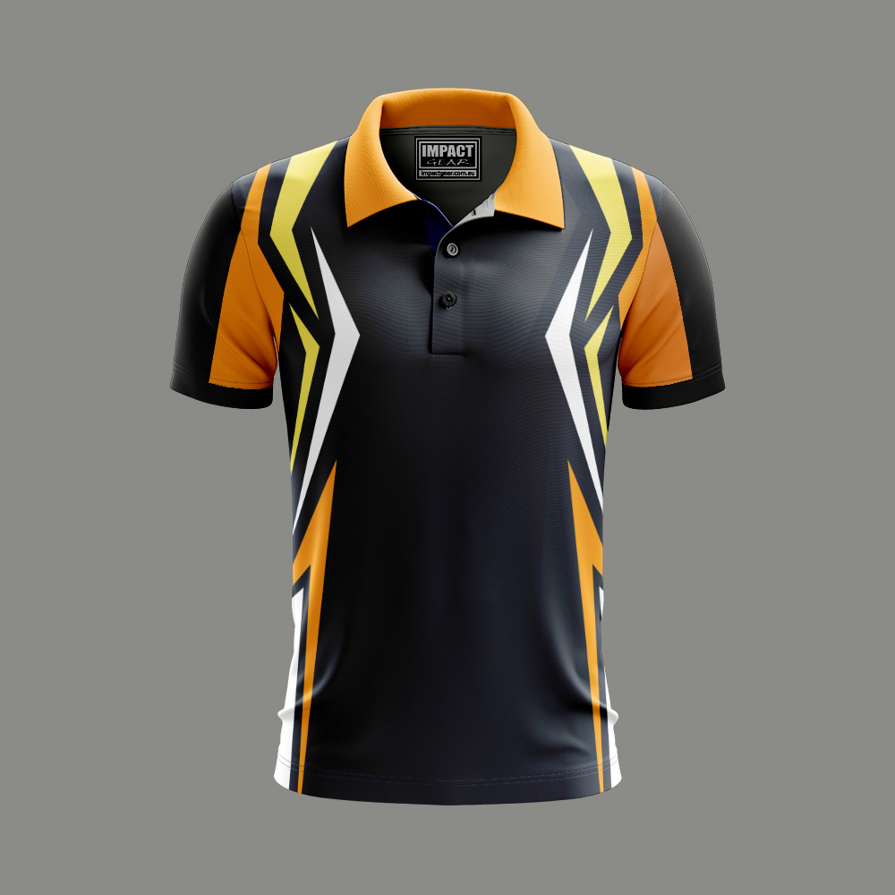 Black Orange White Sublimated POLO SHIRT