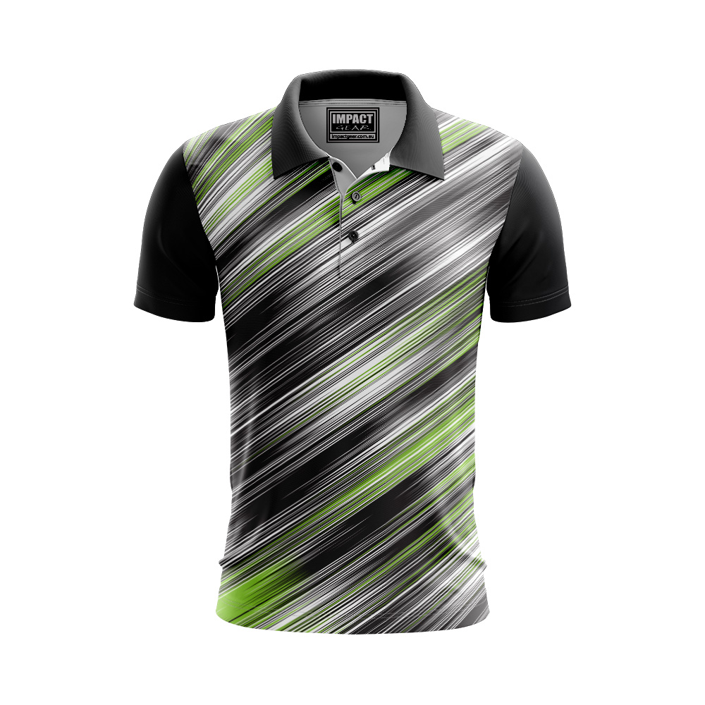 Sublimated Polo shirt Stripe Green Black Grey