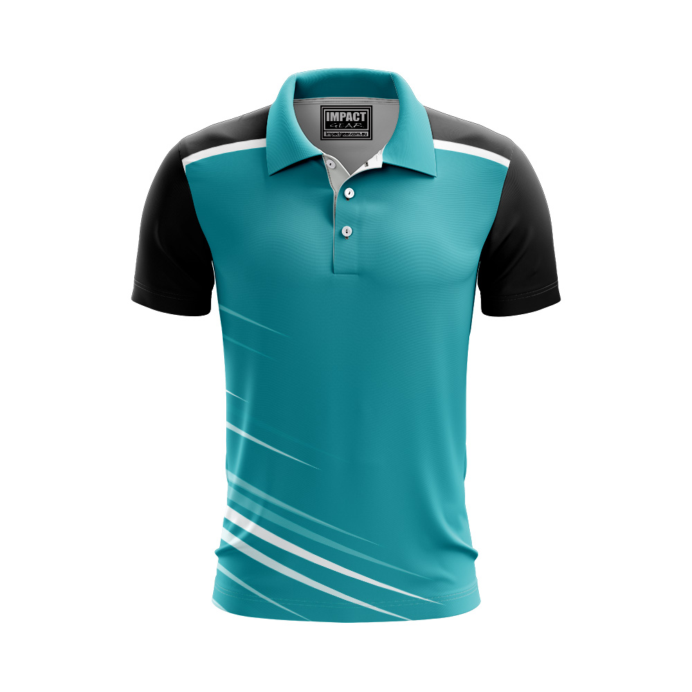 FP 26342 Sublimated Custom made Polo shirt, Aqua Black, Australia