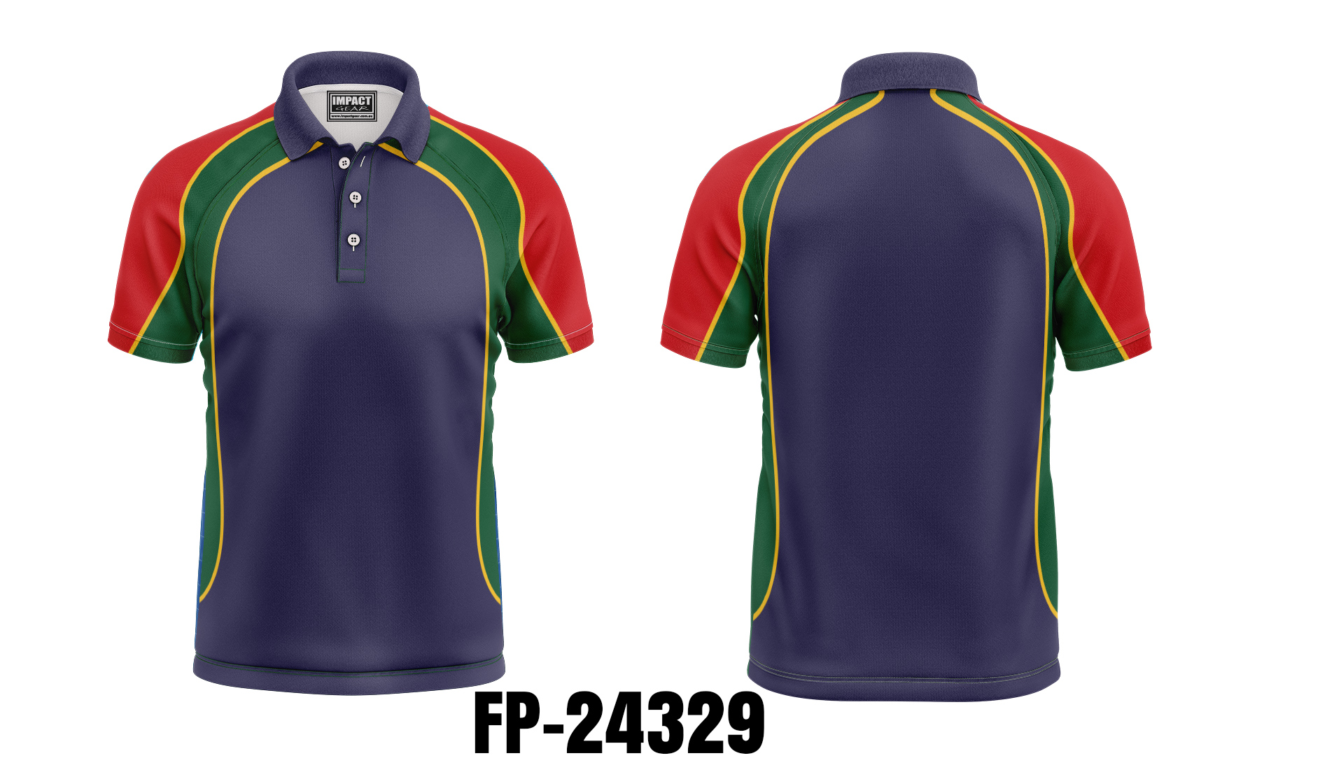 FP 24329 Navy Green Red Gold Sublimated Polo shirt design,