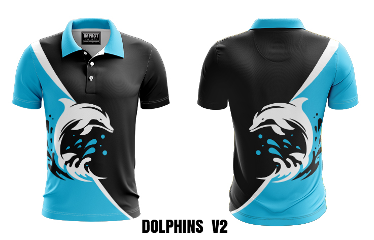 Dolphins V2 Design Custom made Fully Dye Sublimated Polo shirts, Impactgear