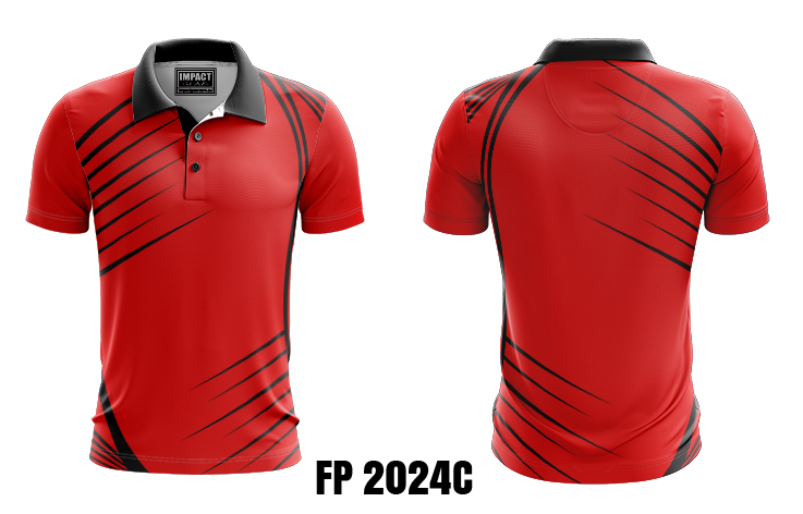 FP 2024C Red Black Polo shirt design