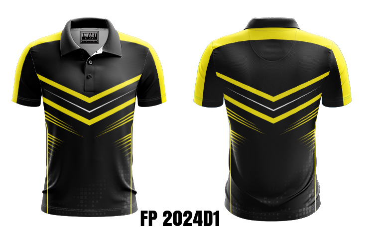 FP 2024D1 Sublimated Polo shirt design Black Yellow