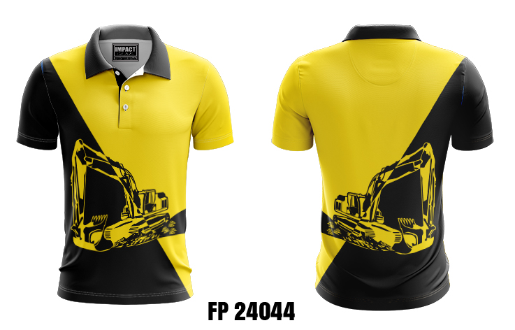 FP 24044 Digger Design Yellow Black Custom made Sublimated Polo shirt