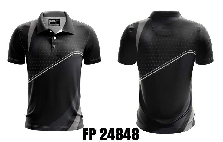 FP 24848 Black Grey Sublimated Polo shirt Design