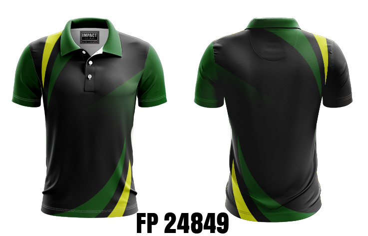 FP 24849 Black Green Yellow Fancy Design Custom made, Polo shirt