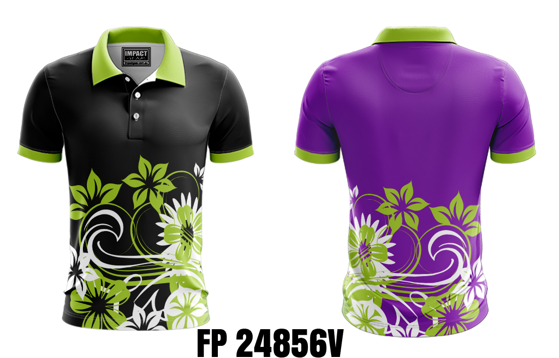 FP 24856V Tropical flower design Polo shirt