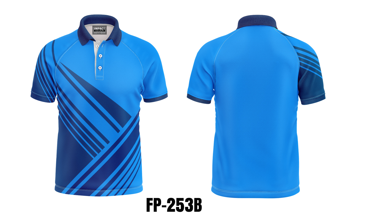 FP 253B Blue Raglan Sleeve Sublimated Polo shirt design,