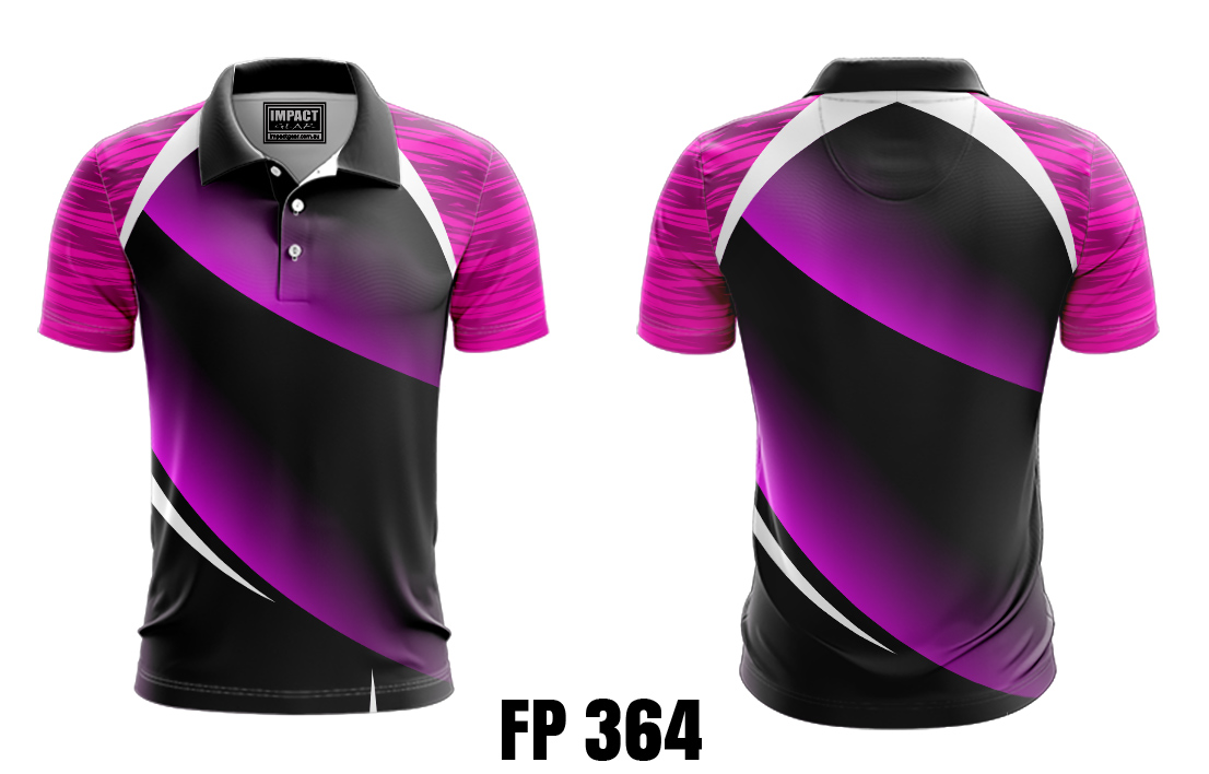 FP 364 Pink Black White Custom made Sublimated Polo shirt, Australia