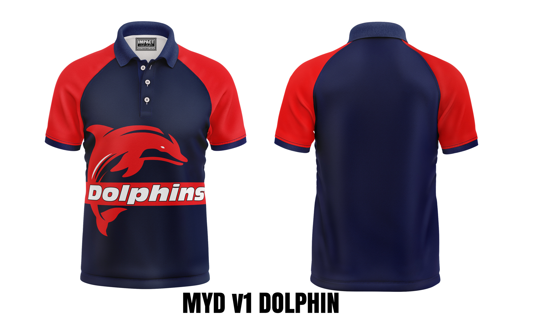 MYD V1 Dolphin Navy Red Custom made design Fully Dye Sublimated Polo shirt