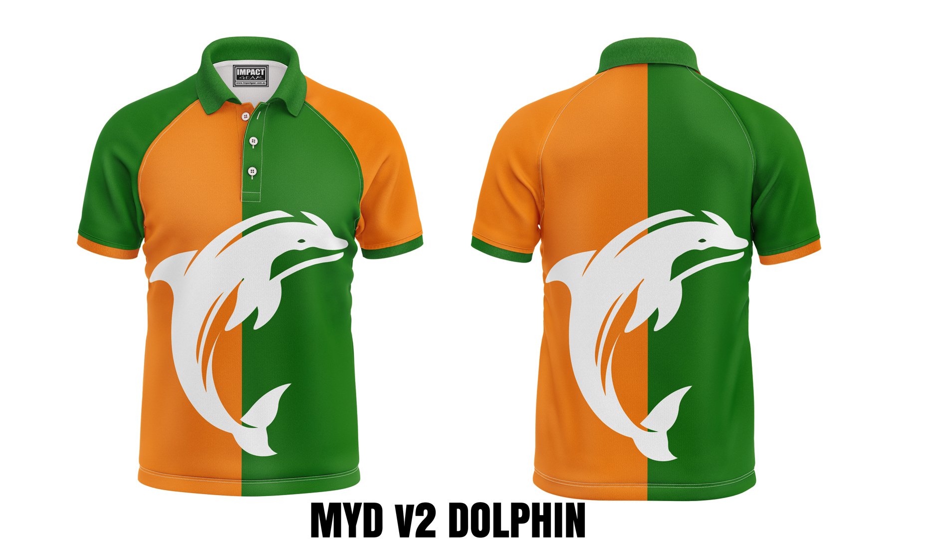 MYD V2 Dolphin Green Gold White , Sublimated Polo shirt