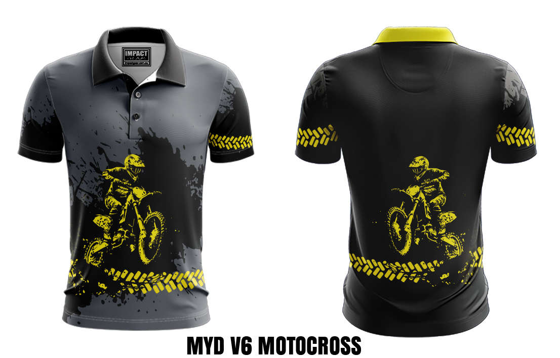 MYD V6 Motocross , Dirtbike design Gold Black Grey Sublimated Print, Custom made, Impact gear