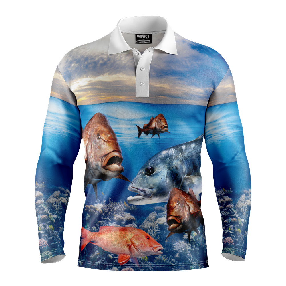 Fishing Polo shirt, Cool Dry, Snapper, GT