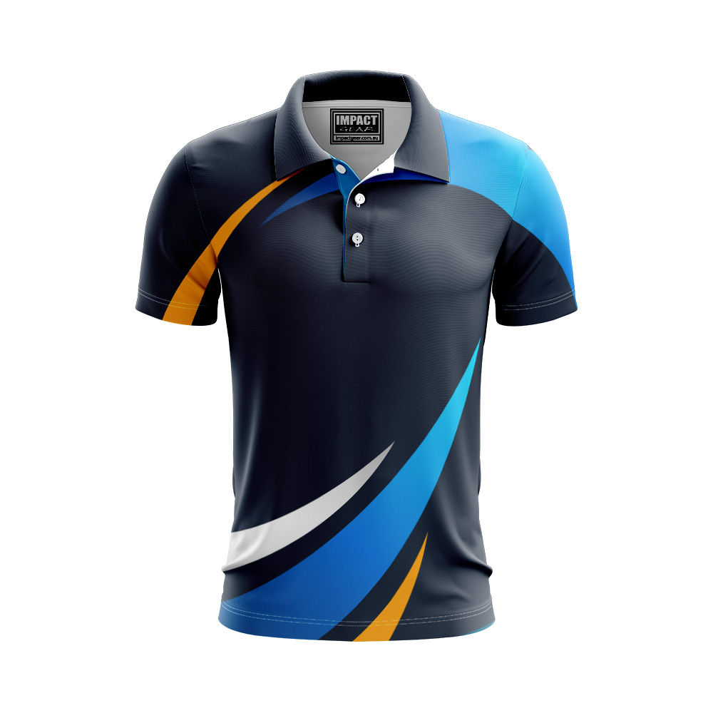 FP 4172 Navy Orange Cyan White Sublimated Polo shirt