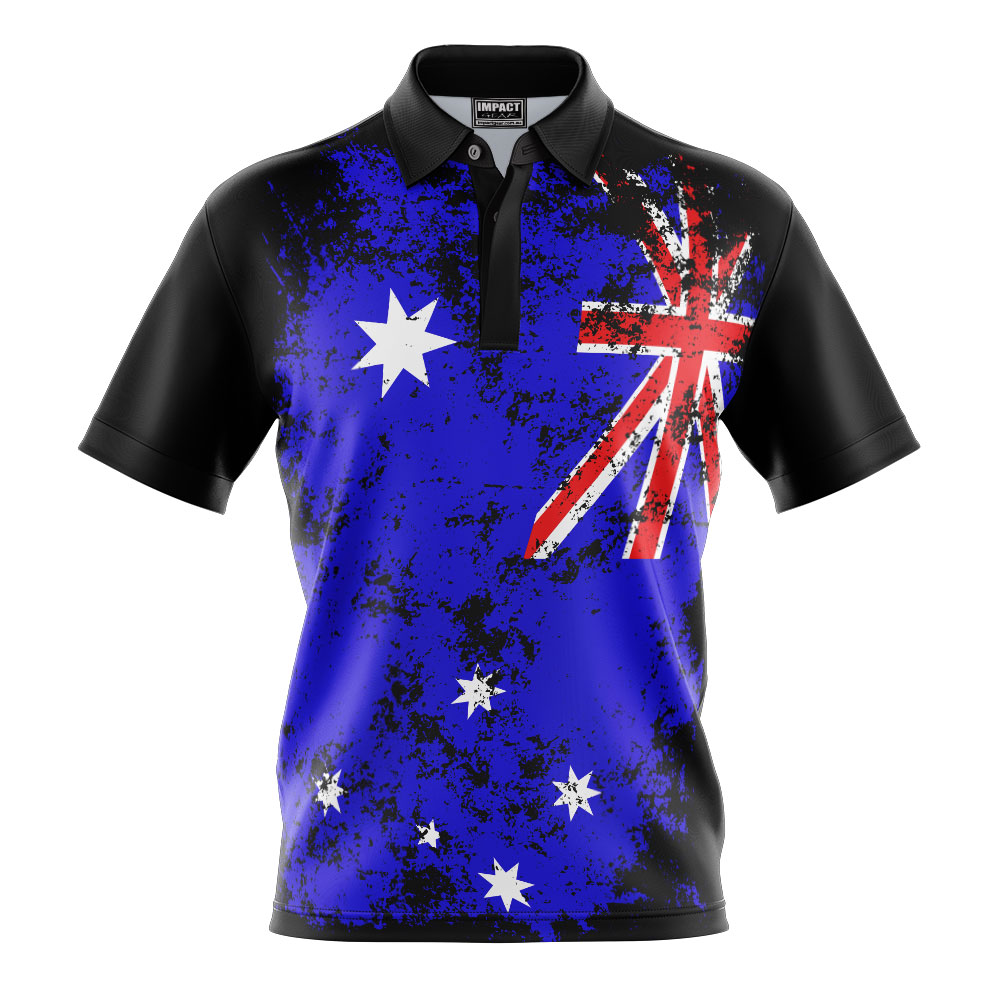 Aussie Flag grunge Sublimated Polo shirt