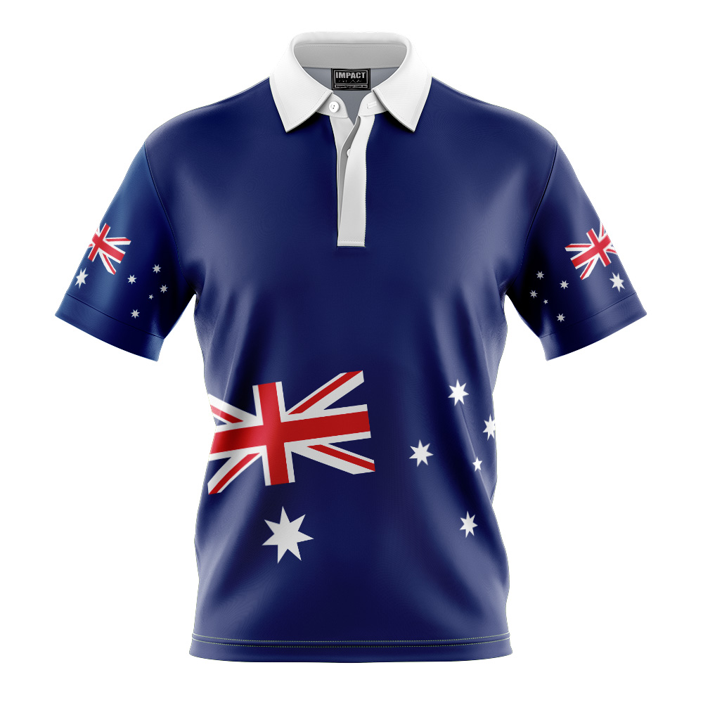 Australian Flag design Royal Sublimated Polo shirt Cust made