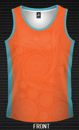 Sublimated Singlet Dreamtime, Custom made, Qld, Sunshine Coast