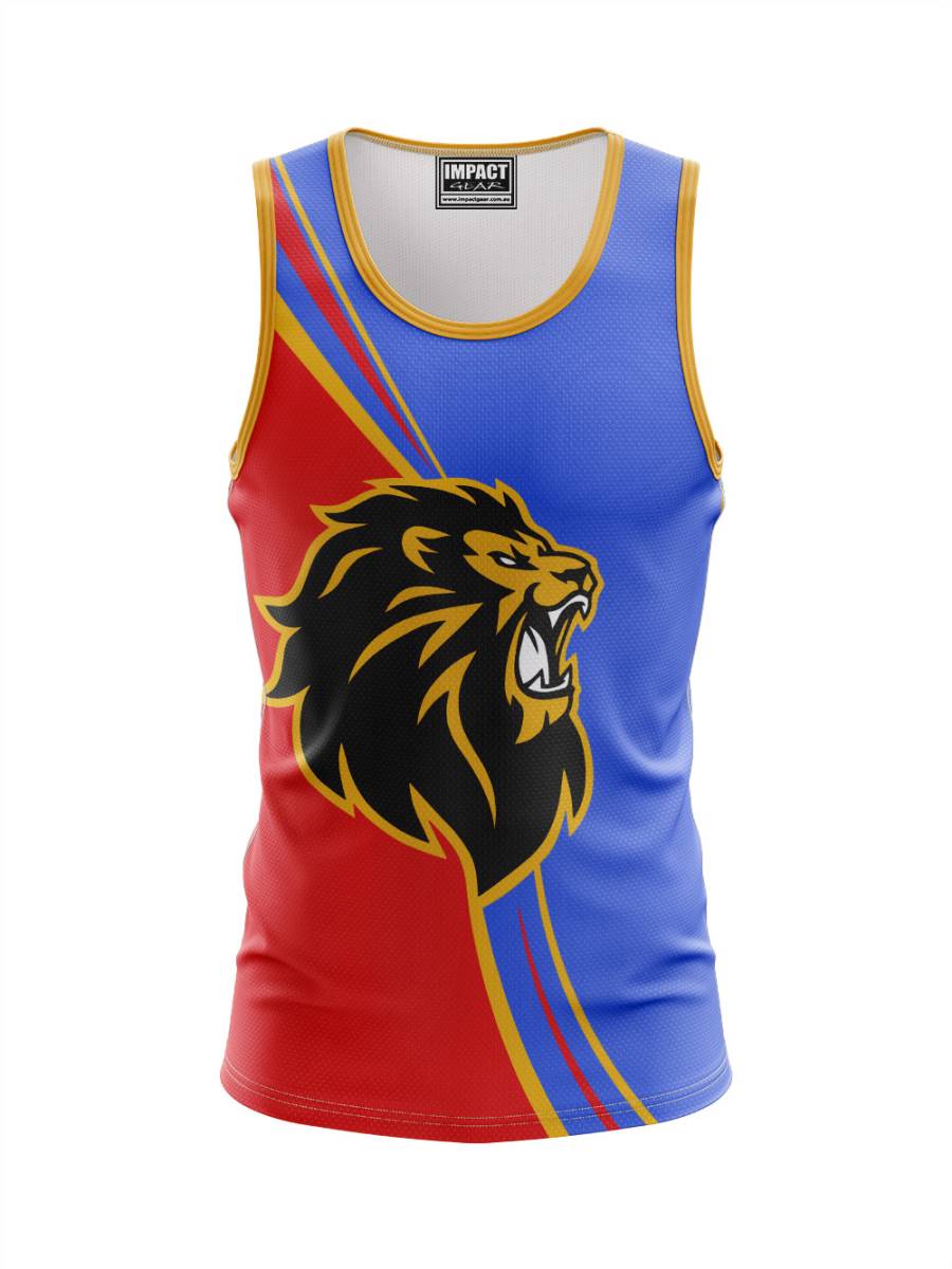 Lions sports club logo sublimated singlet, tank top, australia