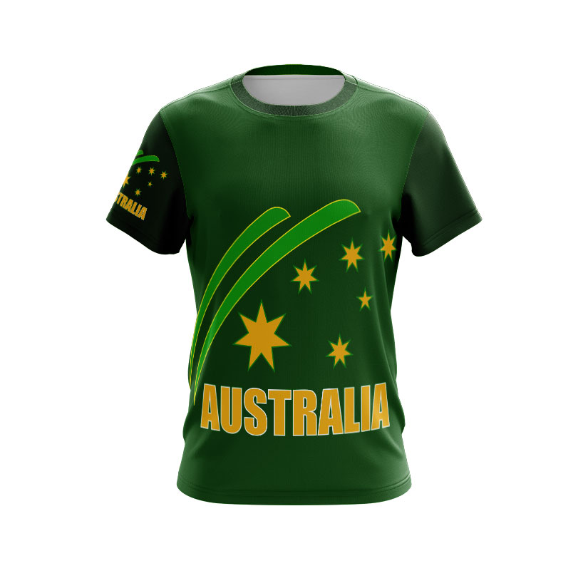 Dye Sublimated T-shirt Aussie Green and Gold