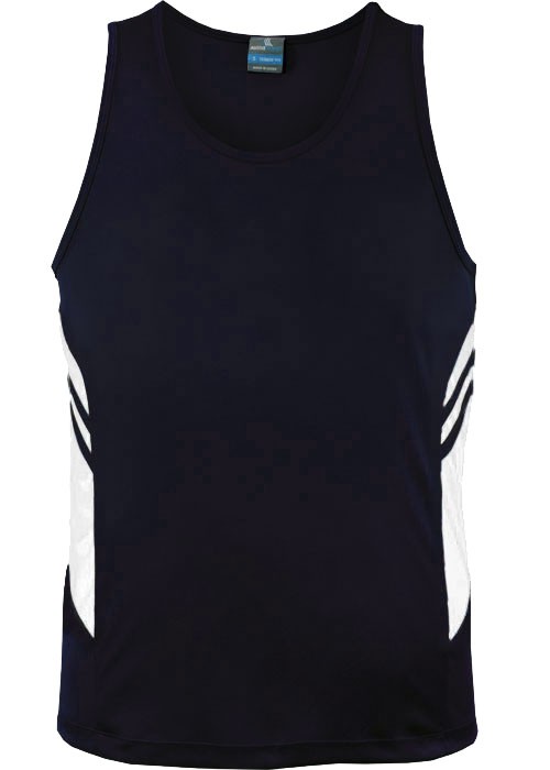 Navy / White Tasman singlet