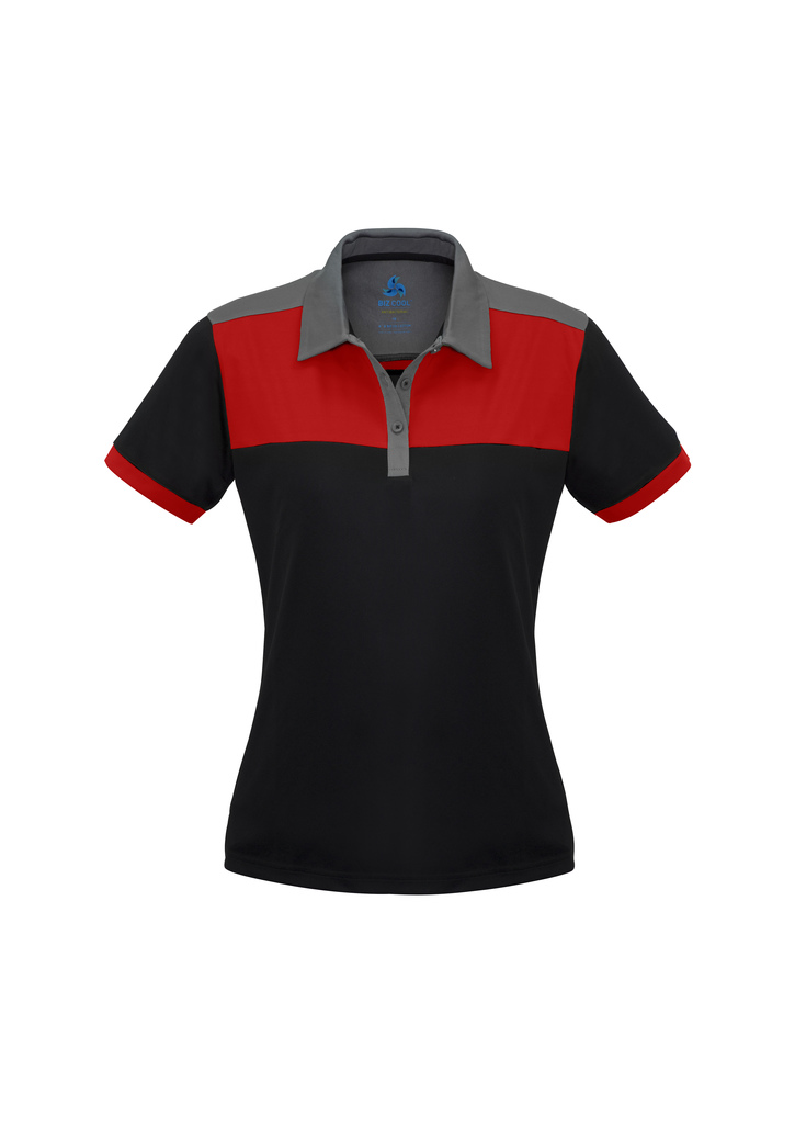 lADIES cHARGER pOLO SHIRT bLACK Red Grey