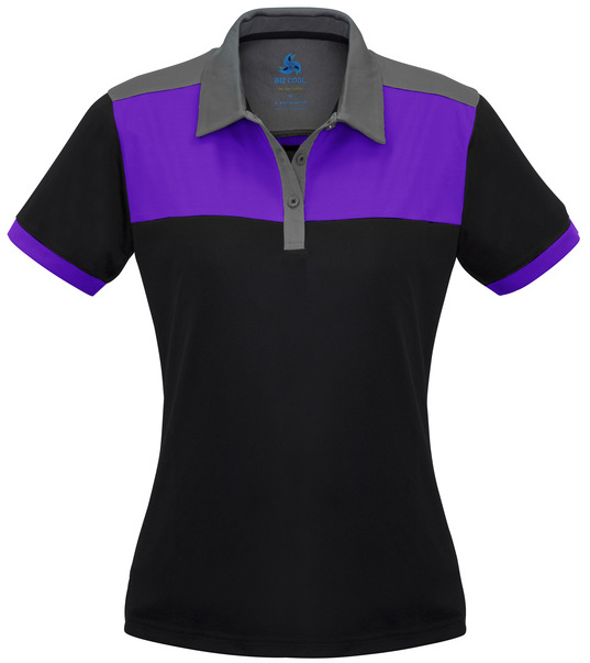 Ladies Charger Polo shirt Purple Black Grey