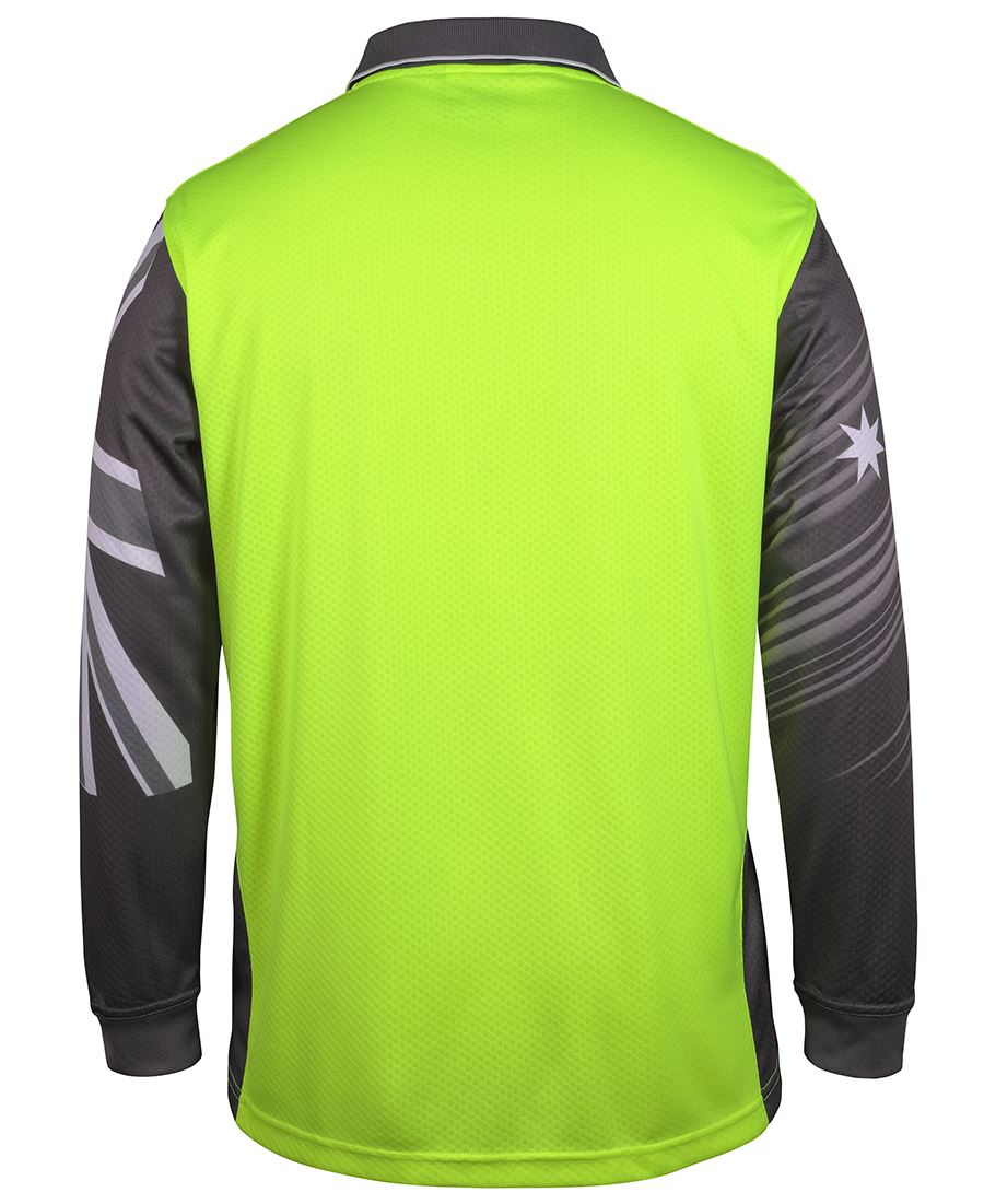 Yellow Grey Southern Cross Hi Vis Long Sleeve Polo shirt 