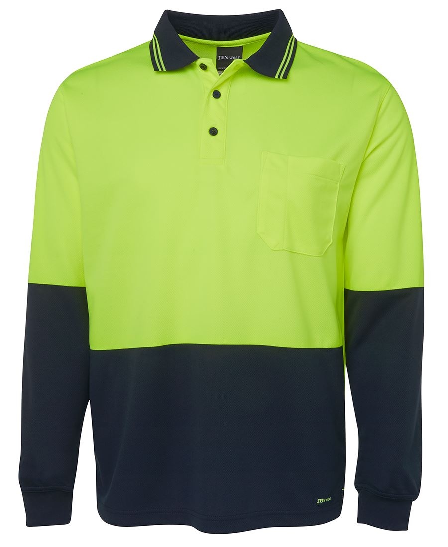 Yellow Navy Hi Vis Long Sleeve Polo shirt 