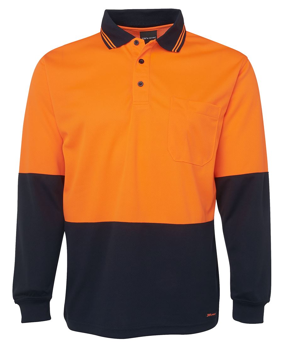 orange Navy Hi Vis Safety Polo Shirt Long Sleeve