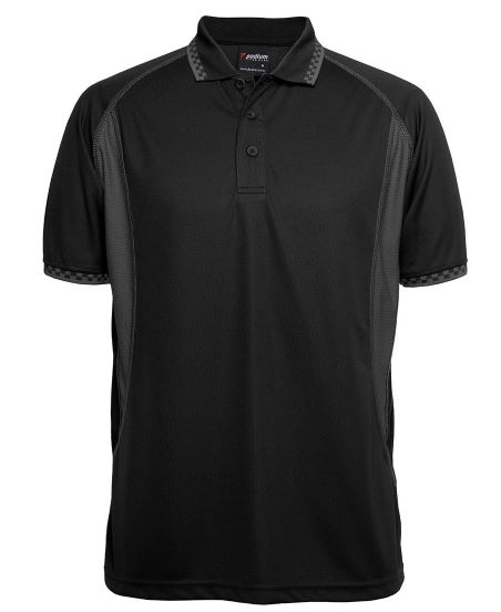 Inset Moto Polo Shirt , Black Grey