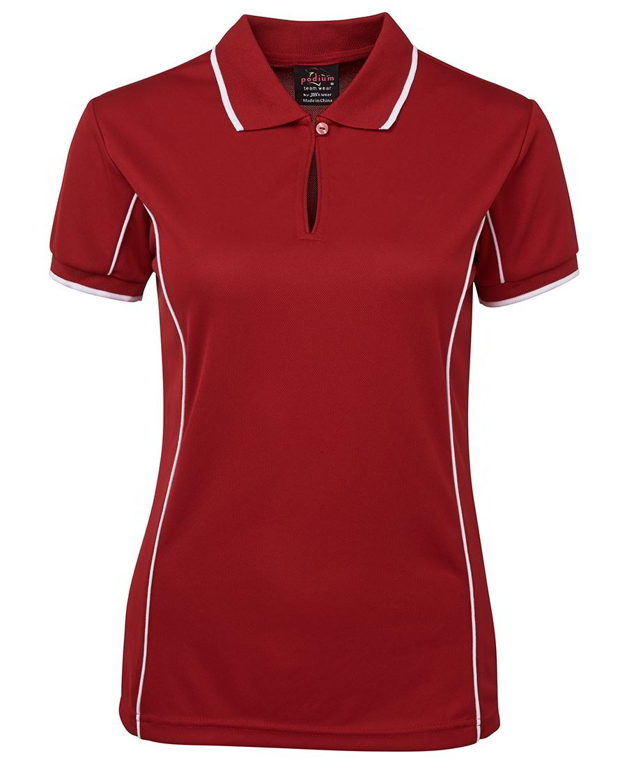 Piping Polo shirt Dark Red White