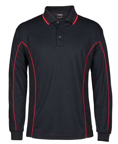 JBs Pipng Polo Shirt Long sleeve Black  Red