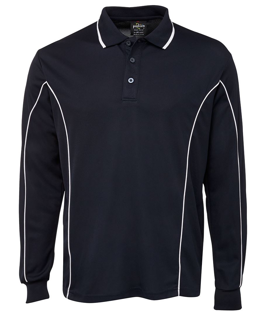 Piping Polo shirt Long Sleeve Navy White