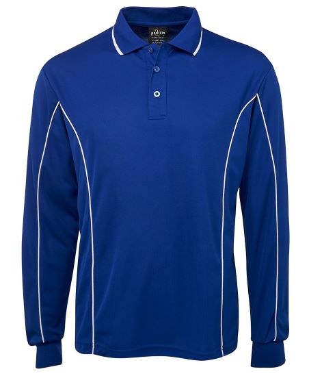 Piping Polo shirt long sleeve Royal White