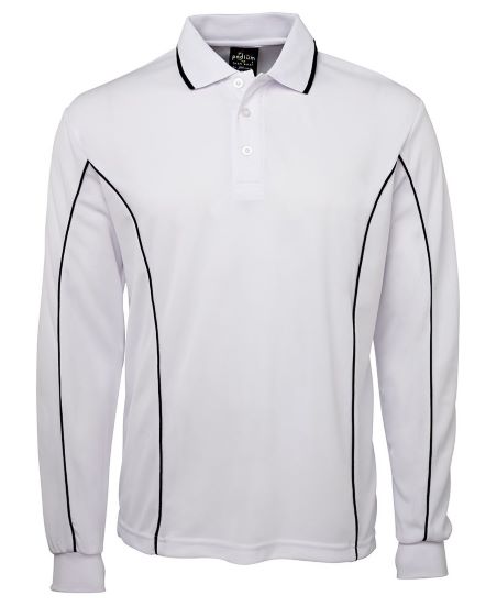 Piping Polo shirt Long Sleeve White Navy