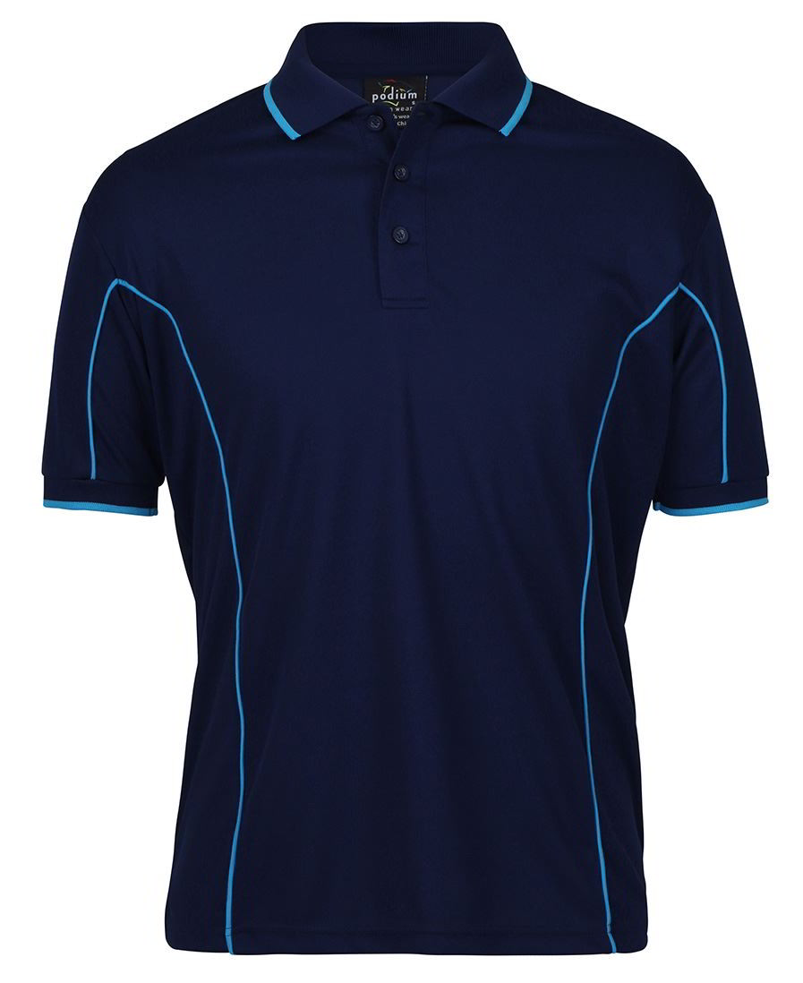 Jnr Navy  Aqua Piping Polo